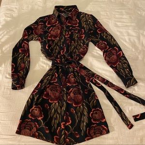 Ann Taylor Petite Navy Rose Shirt Dress